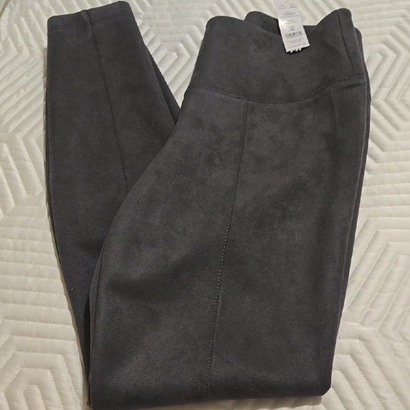 Faux Suede Gray Leggings - Picture 1 of 2